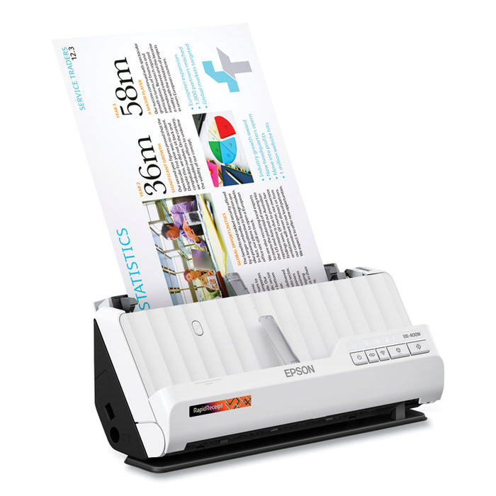 RapidReceipt RR-400W Wireless Compact Desktop Scanner, 600 dpi Optical Resolution, 20-Sheet Duplex Auto Document Feeder