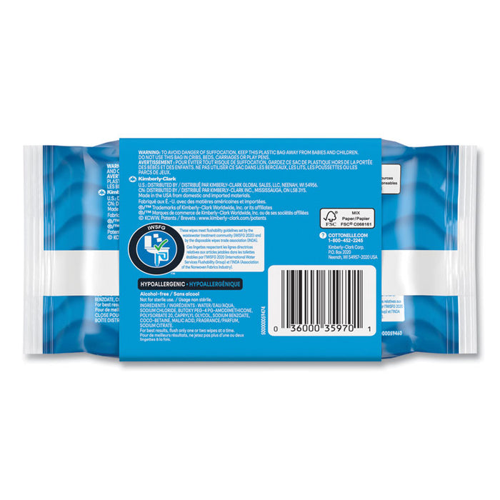 Fresh Care Flushable Cleansing Cloths, 1-Ply, 3.73 x 5.5, White, 84/Pack, 8 Packs/Carton