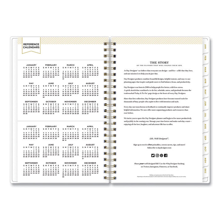Day Designer Tile Weekly/Monthly Planner, Geometric Artwork, 8 x 5, Blue/White Cover, 12-Month (Jan to Dec): 2026