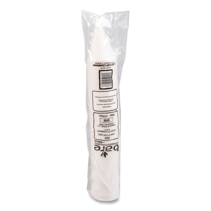 Bare Eco-Forward Treated Paper Cone Cups, ProPlanet Seal, 6 oz, White, 200/Sleeve, 25 Sleeves/Carton