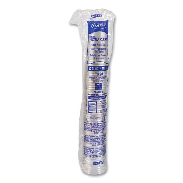 Ultra Clear PETE Cold Cups, 20 oz, Plastic, Clear, 50/Sleeve, 20 Sleeves/Carton