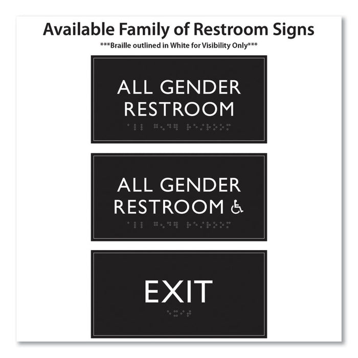ADA Sign, All Gender Restroom Accessible, Plastic, 4 x 4, Clear/White