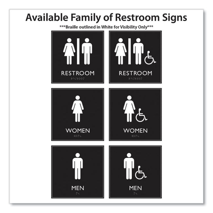 ADA Sign, Unisex Restroom, Plastic, 8 x 8, Clear/White