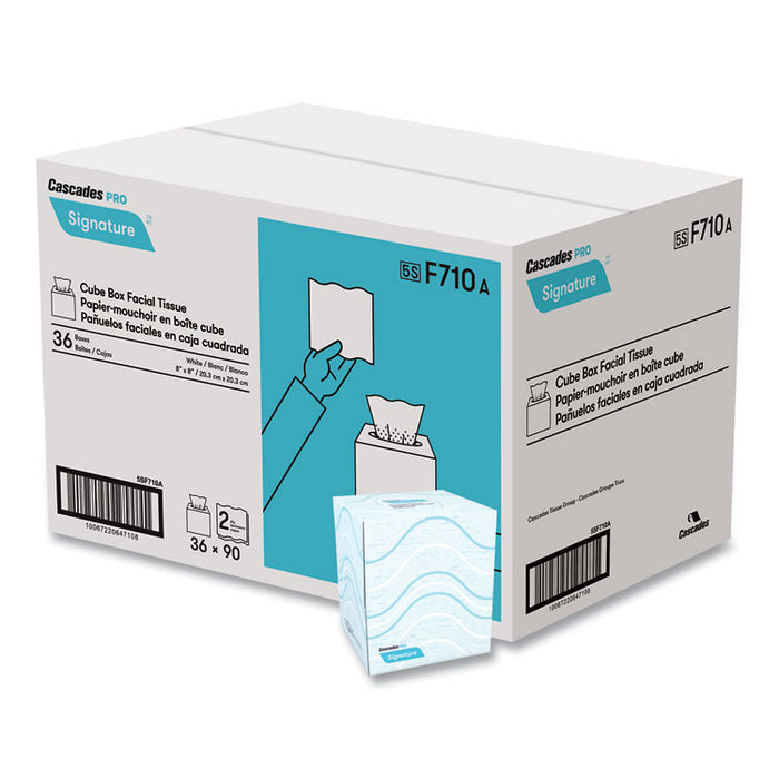 Signature Facial Tissue, Cube Box, 2-Ply, White, 90 Sheets/Box, 36 Boxes/Carton