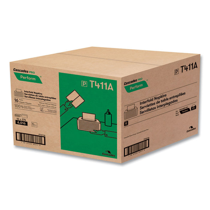 Perform Interfold Napkins, 1-Ply, 12.63 x 8.5, Natural, 376/Pack, 16 Packs/Carton