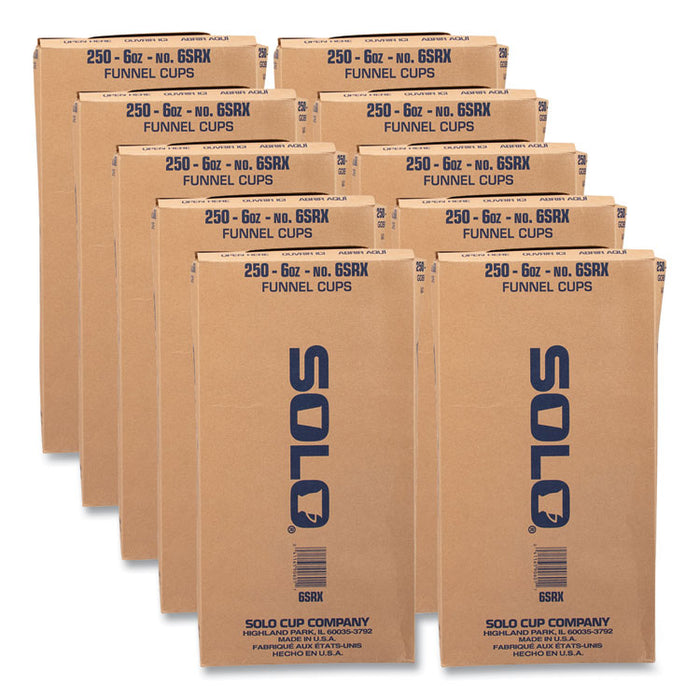 Bare Eco-Forward Treated Paper Funnel Cups, ProPlanet Seal, 6 oz, White, 250/Bag, 10/Carton