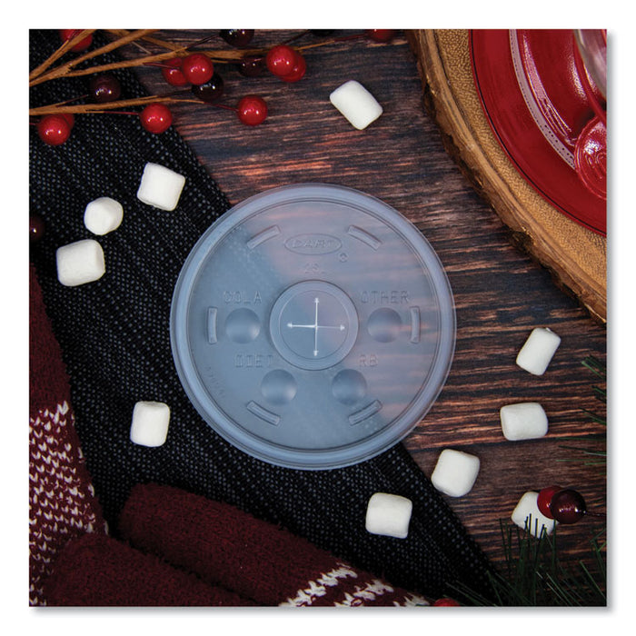 Plastic Lids for Foam Cups/Bowls/Containers, Flat with Straw Slot, Fits 6 oz to 14 oz, Translucent, 100/Pack, 10 Packs/Carton