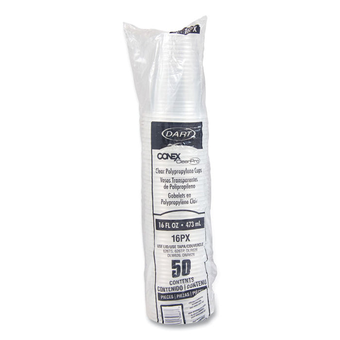 Conex ClearPro Plastic Cold Cups, 16 oz, Clear, 50/Pack, 20 Packs/Carton