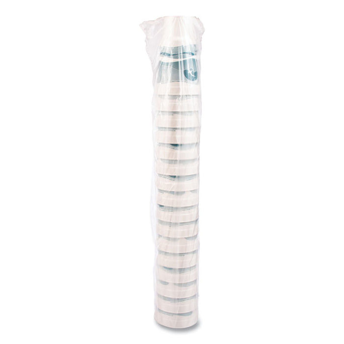 Horizon Hot/Cold Foam Drinking Cups, 32 oz, White/Teal, 16/Bag, 25 Bags/Carton