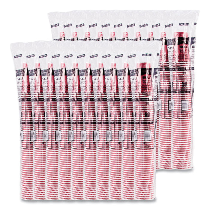 Paper Hot Drink Cups in Bistro Design, 16 oz, Maroon, 50/Pack