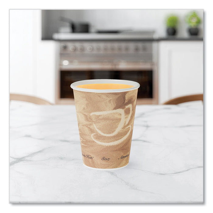 Mistique Polycoated Hot Paper Cups, 8 oz, Brown, 50/Sleeve, 20 Sleeves/Carton
