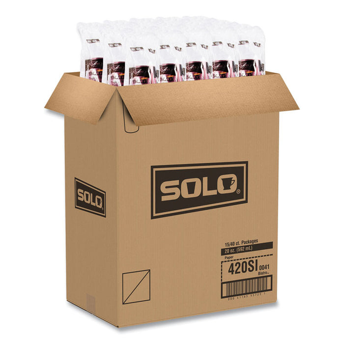 Single-Sided Poly Paper Hot Cups, 20 oz, Bistro Design, 600/Carton