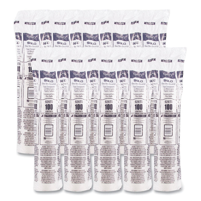 PETE Flat Straw-Slot Cold Cup Lids, Fits 16 oz to 24 oz Cold Cups, Plastic, Clear, 100/Pack, 10 Packs/Carton