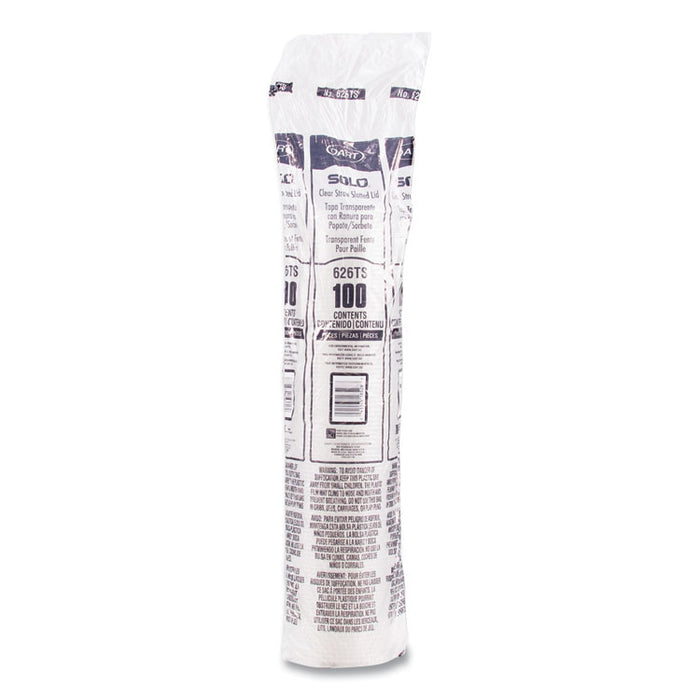 PETE Flat Straw-Slot Cold Cup Lids, Fits 16 oz to 24 oz Cold Cups, Plastic, Clear, 100/Pack, 10 Packs/Carton