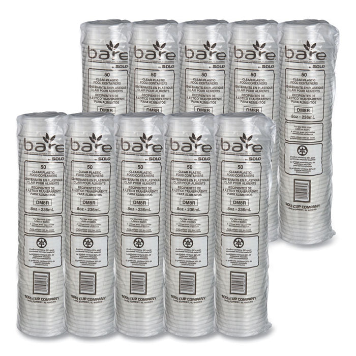 Bare Eco-Forward RPET Deli Containers, ProPlanet Seal, 8 oz, 4.6" Diameter x 1.8" h, Clear, Plastic, 500/Carton