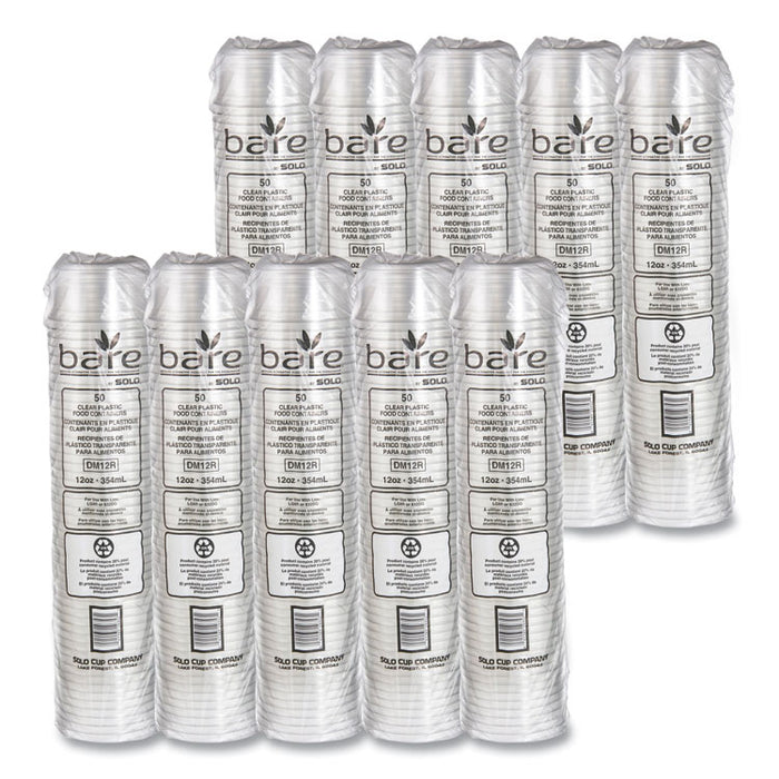 Bare Eco-Forward RPET Deli Containers, ProPlanet Seal, 12 oz, Clear, Plastic, 50/Pack, 10/Carton