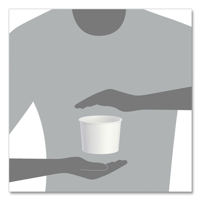 Double Poly Paper Food Container, Squat, 16 oz, White, 25/Pack, 20 Packs/Carton