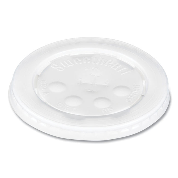 Polystyrene Plastic Flat Straw-Slot Cold Cup Lids, Fits 12 oz to 24 oz Cold Cups, Plastic, Translucent, 125/Pack, 16 Packs/CT