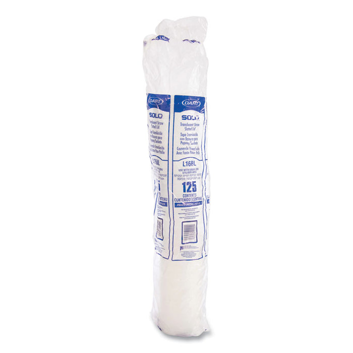 Polystyrene Plastic Flat Straw-Slot Cold Cup Lids, Fits 12 oz to 24 oz Cold Cups, Plastic, Translucent, 125/Pack, 16 Packs/CT