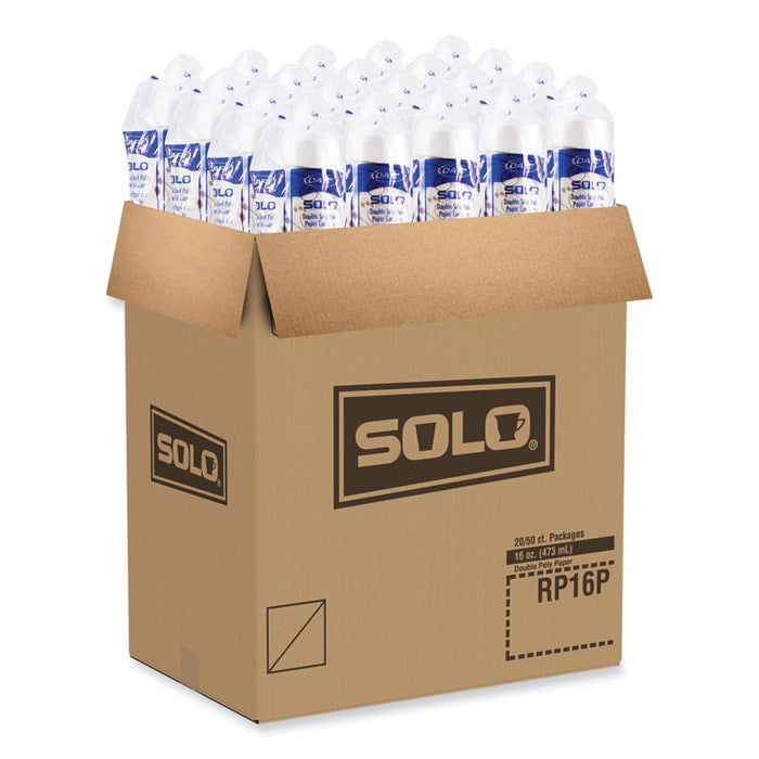 Double Sided Poly (DSP) Paper Cold Cups, 16 oz, Beige/White/Red, 50/Sleeve, 20 Sleeves/Carton