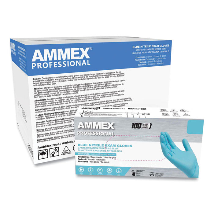 Nitrile Exam Gloves, Powder-Free, Medium, 3 mil Thick, 9.5" Long, Light Blue, 100/Box, 10 Boxes/Carton