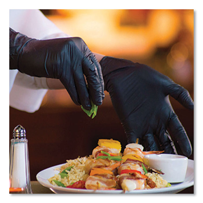 Industrial Nitrile Gloves, Powder-Free, Small, 3 mil Thick, 9.5" Long, Black, 100/Box, 10 Boxes/Carton