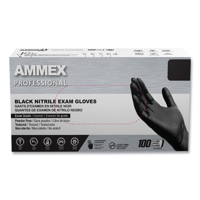 Nitrile Exam Gloves, Powder-Free, X-Large, 3 mil Thick, 9.5" Long, Black, 100/Box, 10 Boxes/Carton