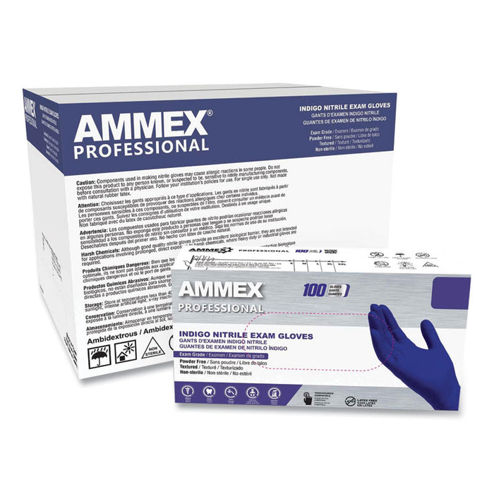 Nitrile Exam Gloves, Powder-Free, Small, 3 mil Thick, 9.5" Long, Indigo, 100/Box, 10 Boxes/Carton