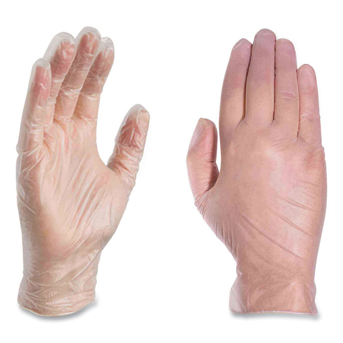 Vinyl Exam Gloves, Powder-Free, Small, 3 mil Thick, 9.5" Long, Clear, 100/Box, 10 Boxes/Carton