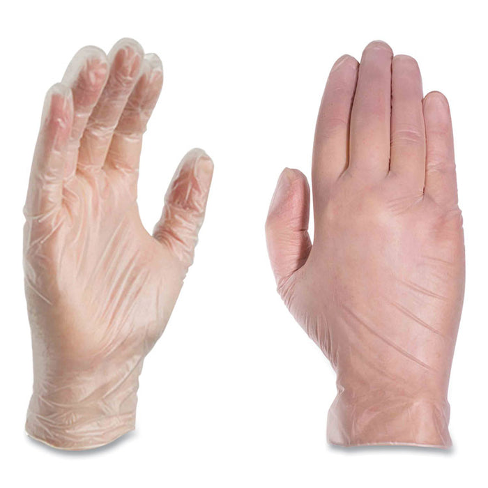 Industrial Vinyl Gloves, Powder-Free, Large, 3 mil Thick, 9.5" Long, Clear, 100/Box, 10 Boxes/Carton