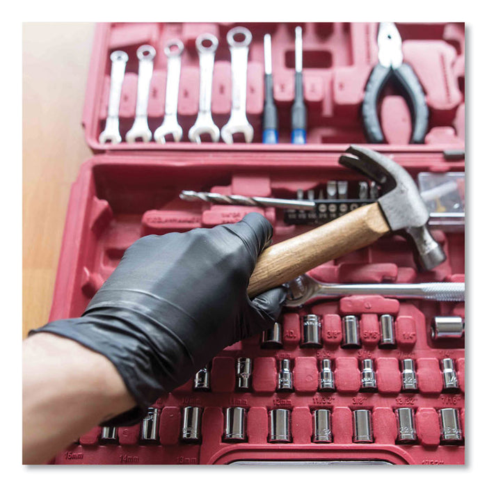 Industrial Nitrile Gloves, Powder-Free, Medium, 5 mil Thick, 9.5" Long, Black, 100/Box, 10 Boxes/Carton