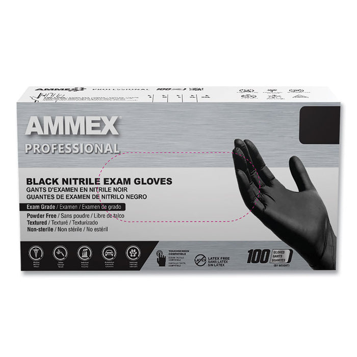 Nitrile Exam Gloves, Powder-Free, Small, 3 mil Thick, 9.5" Long, Black, 100/Box, 10 Boxes/Carton