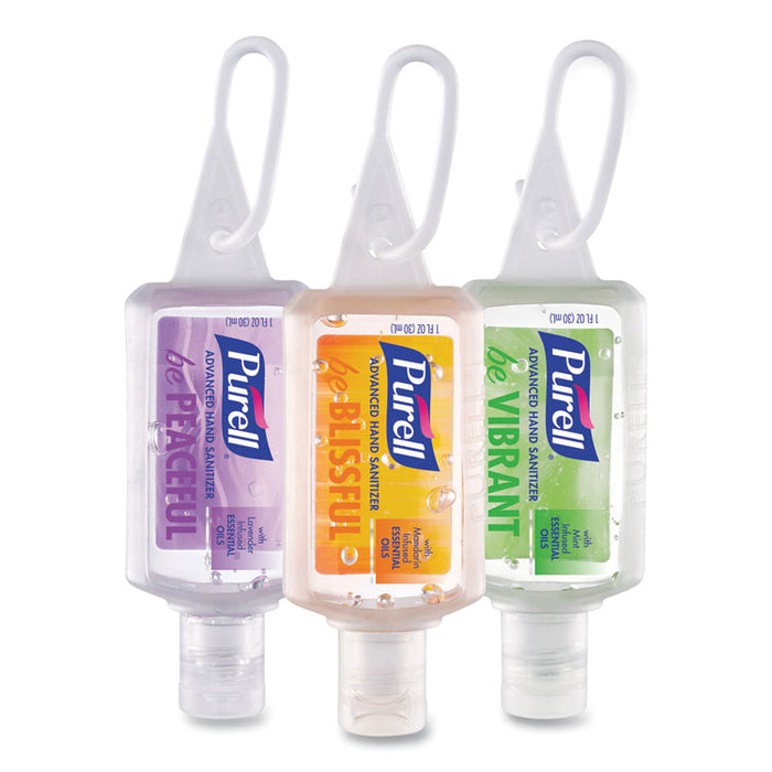 Advanced Hand Sanitizer Gel Infused with Essential Oils, 1 oz Flip Cap Bottle with Display Bowl, Assorted Scents, 25/Carton