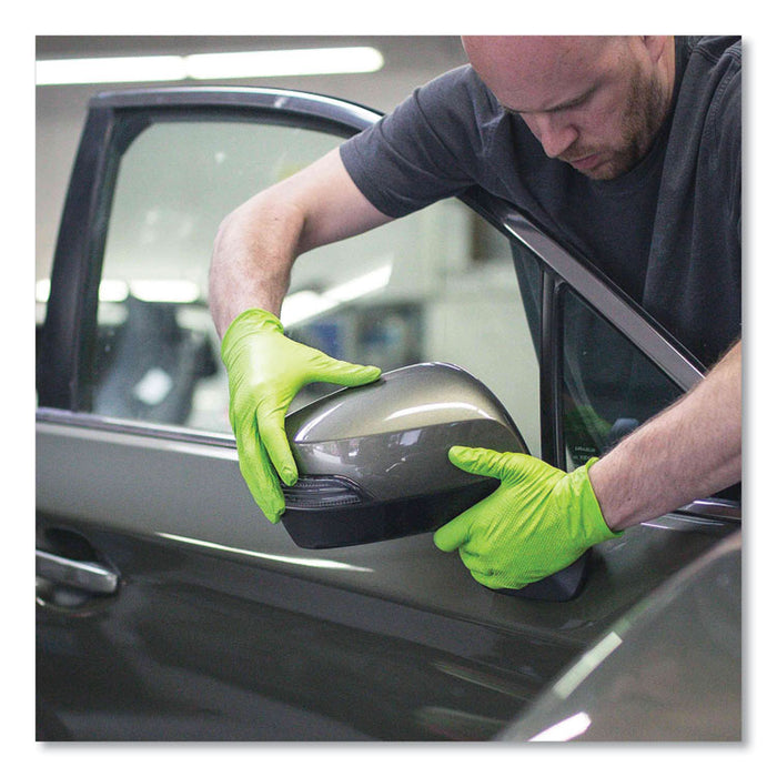 Heavy-Duty Industrial Nitrile Gloves, Powder-Free, X-Large, 8 mil Thick, 9.5" Long, Green, 100/Box, 10 Boxes/Carton