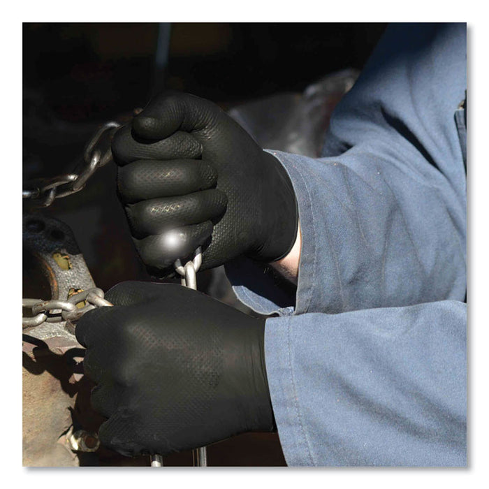Heavy-Duty Industrial Nitrile Gloves, Powder-Free, Large, 6 mil Thick, 9.5" Long, Black, 100/Box, 10 Boxes/Carton