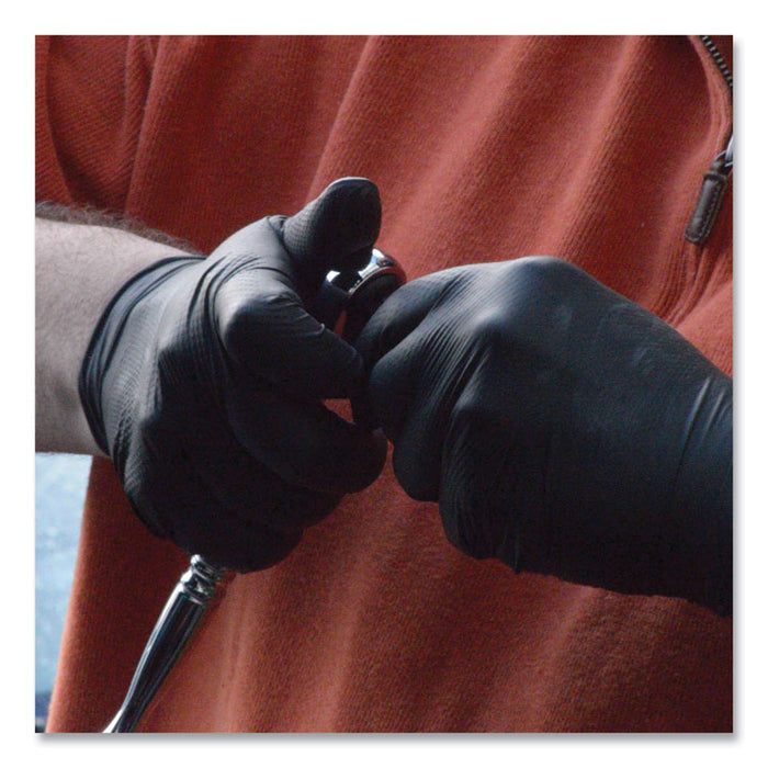 Heavy-Duty Industrial Nitrile Gloves, Powder-Free, XX-Large, 6 mil Thick, 9.5" Long, Black, 100/Box, 10 Boxes/Carton