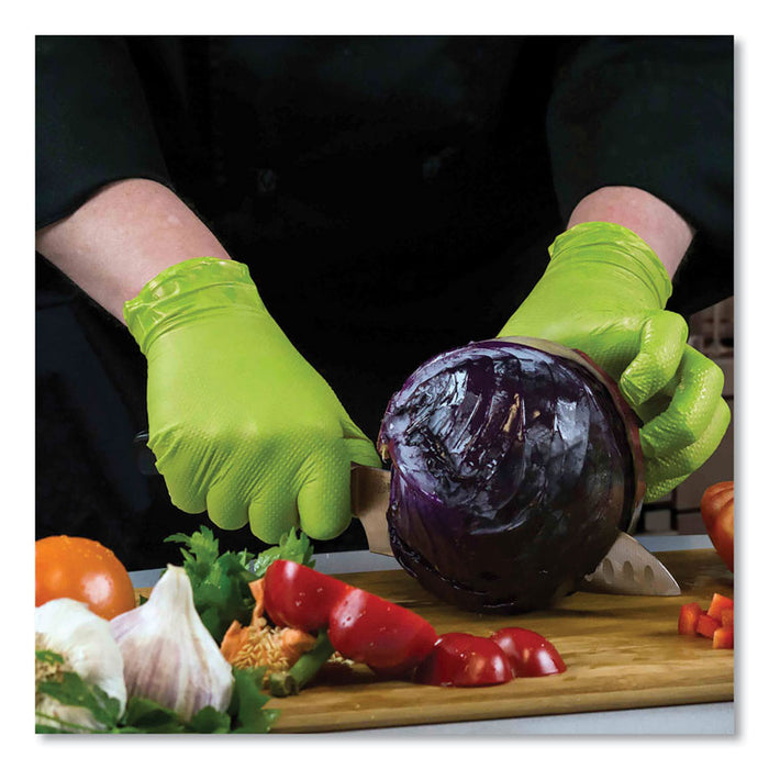 Heavy-Duty Industrial Nitrile Gloves, Powder-Free, X-Large, 8 mil Thick, 9.5" Long, Green, 100/Box, 10 Boxes/Carton
