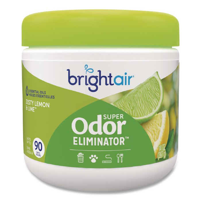 Super Odor Eliminator, Zesty Lemon and Lime, 14 oz Jar, 6/Carton