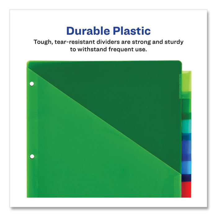Insertable Big Tab Plastic 2-Pocket Dividers, 8-Tab, 11.13 x 9.25, Assorted, 1 Set