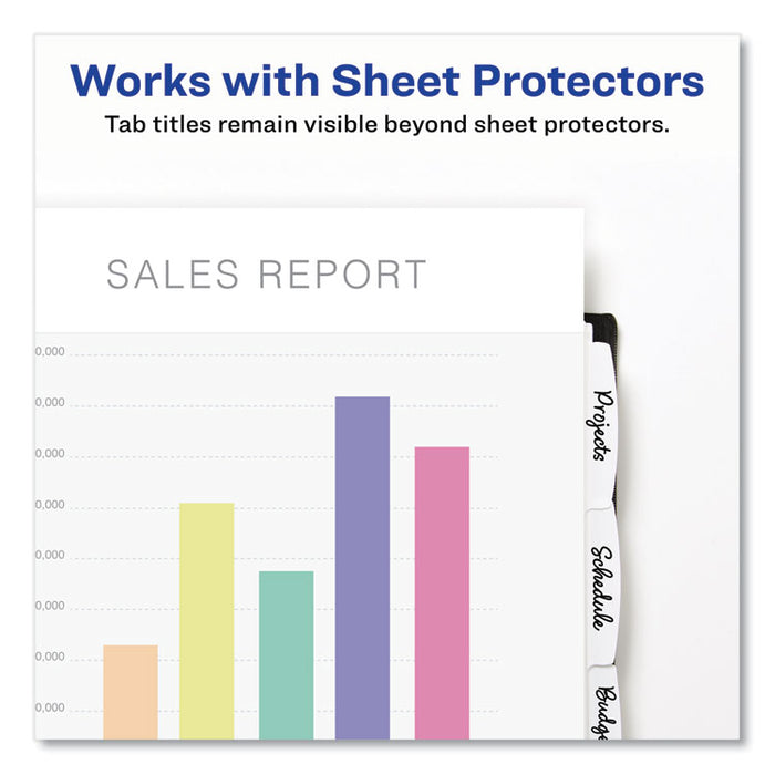 Write and Erase Durable Plastic Dividers with Straight Pocket, 5-Tab, 11.13 x 9.25, White, 1 Set