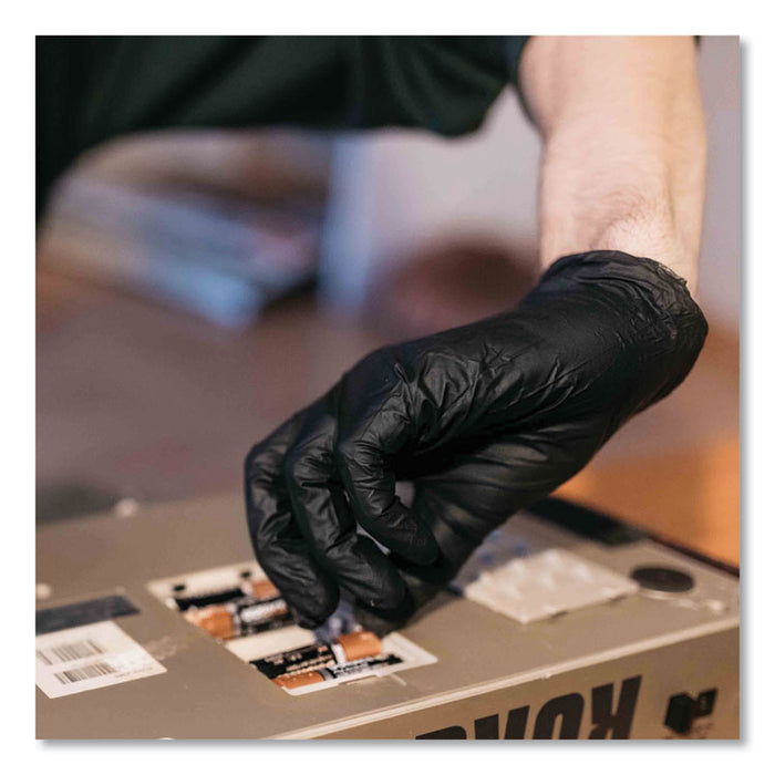 Industrial Nitrile Gloves, Powder-Free, Small, 5 mil (Palm), 6 mil (Fingers), 9.5" Long, Black, 100/Box, 10 Boxes/Carton