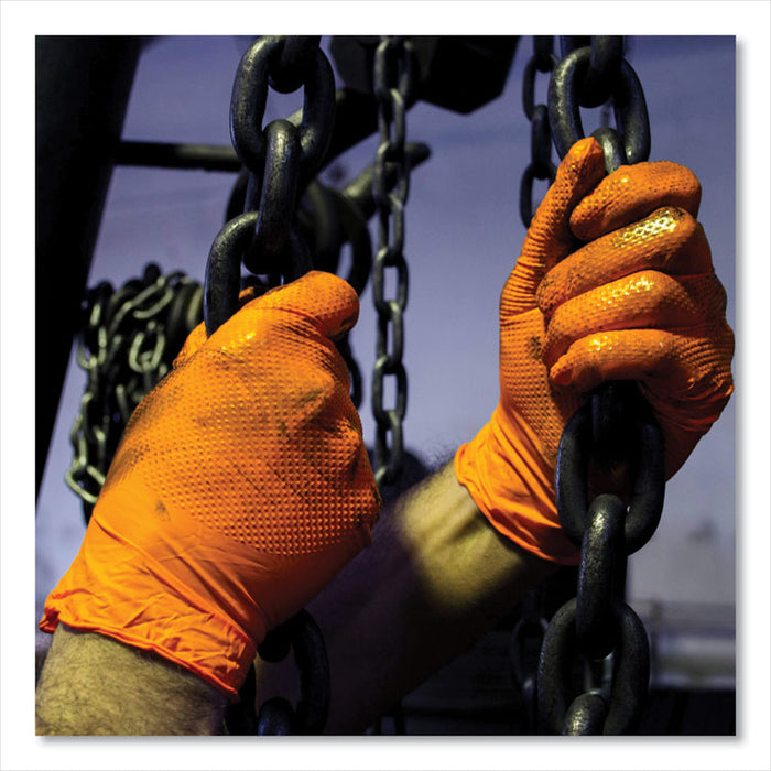 Heavy-Duty Industrial Nitrile Gloves, Powder-Free, Medium, 8 mil Thick, 9.5" Long, Orange, 100/Box, 10 Boxes/Carton