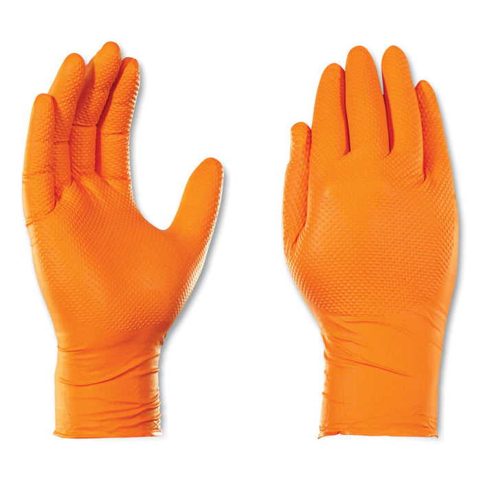 Heavy-Duty Industrial Nitrile Gloves, Powder-Free, X-Large, 8 mil Thick, 9.5" Long, Orange, 100/Box, 10 Boxes/Carton