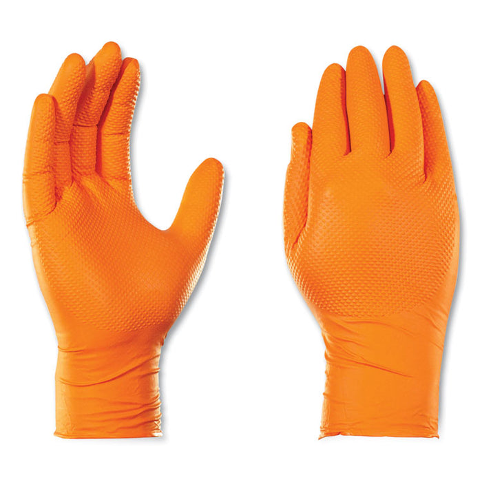 Heavy-Duty Industrial Nitrile Gloves, Powder-Free, Large, 8 mil Thick, 9.5" Long, Orange, 100/Box, 10 Boxes/Carton