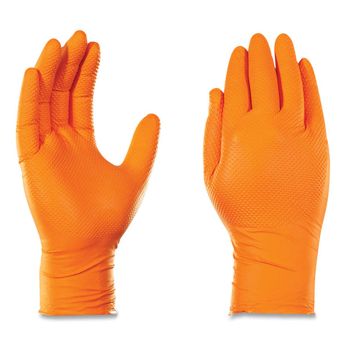 Heavy-Duty Industrial Nitrile Gloves, Powder-Free, Small, 8 mil Thick, 9.5" Long, Orange, 100/Box, 10 Boxes/Carton