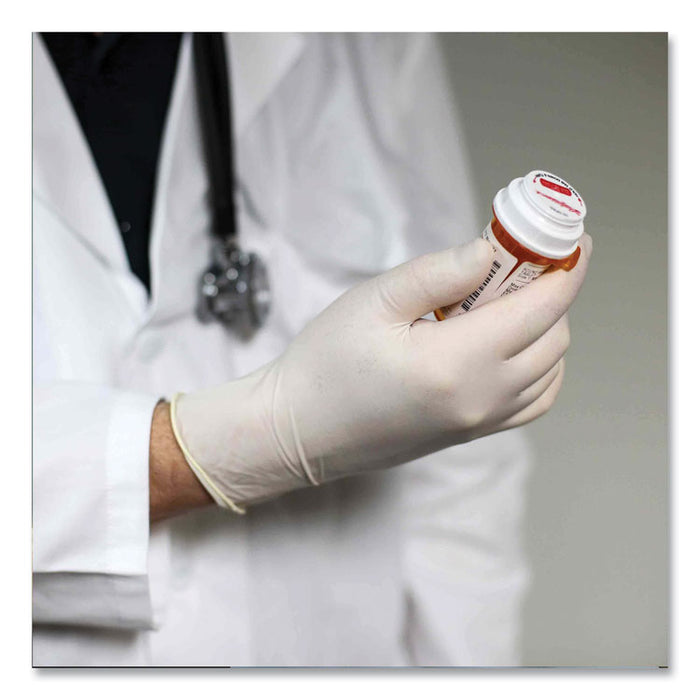 Latex Exam Gloves, Powder-Free, Small, 4 mil (Palm), 5 mil (Fingers), 9.5" Long, Ivory, 100/Box, 10 Boxes/Carton