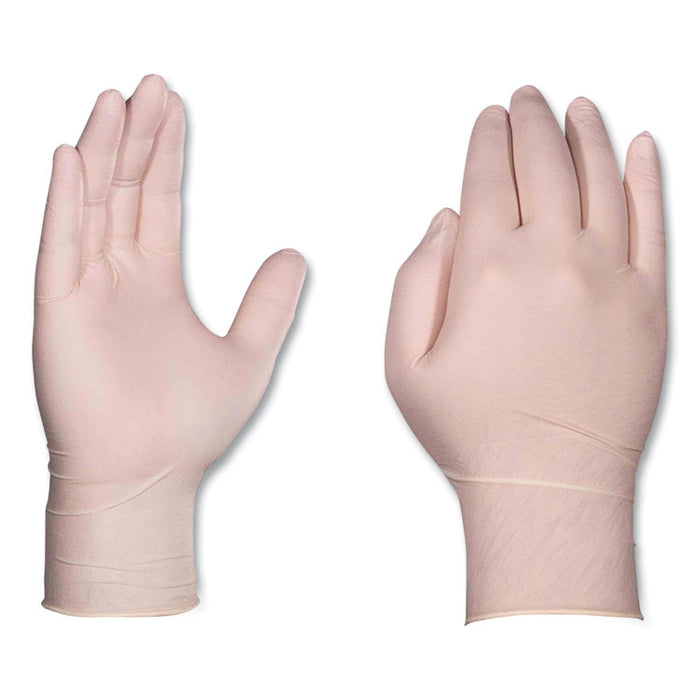 Latex Exam Gloves, Powder-Free, Large, 4 mil (Palm), 5 mil (Fingers), 9.5" Long, Ivory, 100/Box, 10 Boxes/Carton
