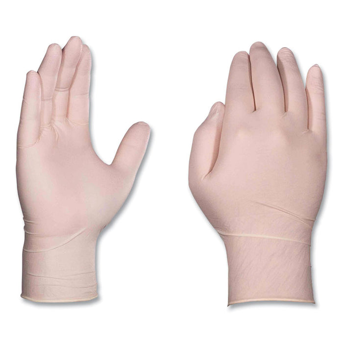 Latex Exam Gloves, Powder-Free, Small, 4 mil (Palm), 5 mil (Fingers), 9.5" Long, Ivory, 100/Box, 10 Boxes/Carton