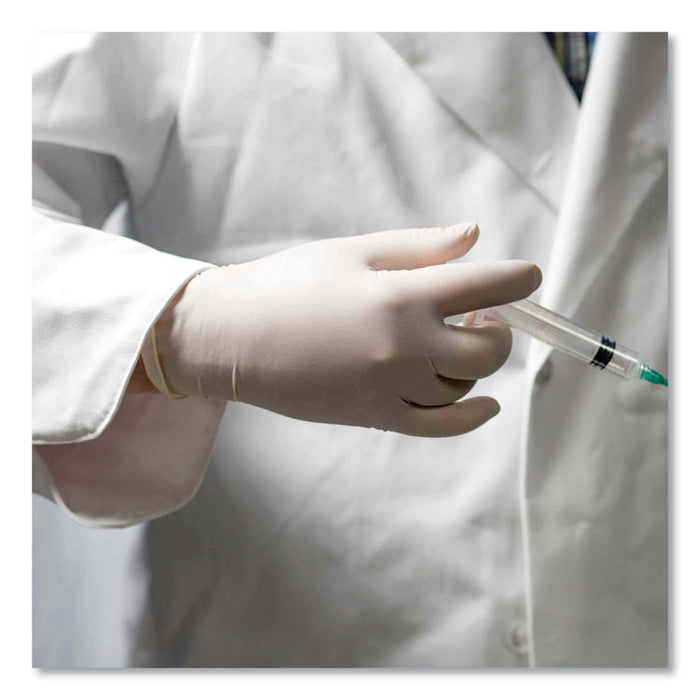 Latex Exam Gloves, Powder-Free, Large, 4 mil (Palm), 5 mil (Fingers), 9.5" Long, Ivory, 100/Box, 10 Boxes/Carton