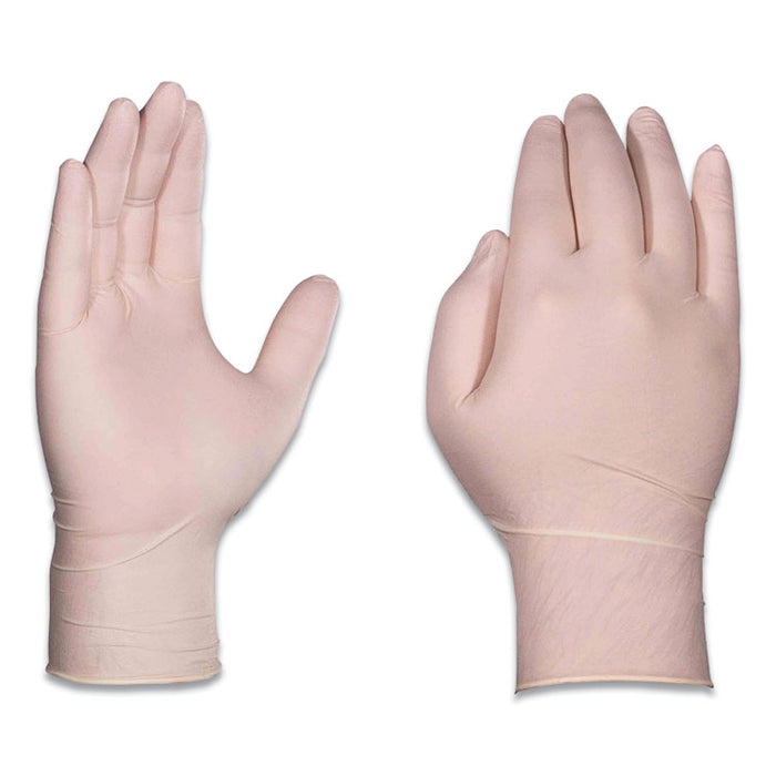 Latex Exam Gloves, Powder-Free, Medium, 4 mil (Palm), 5 mil (Fingers), 9.5" Long, Ivory, 100/Box, 10 Boxes/Carton